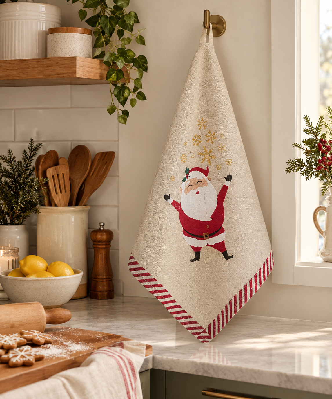 Santa Holiday Kitchen Towel - Main View