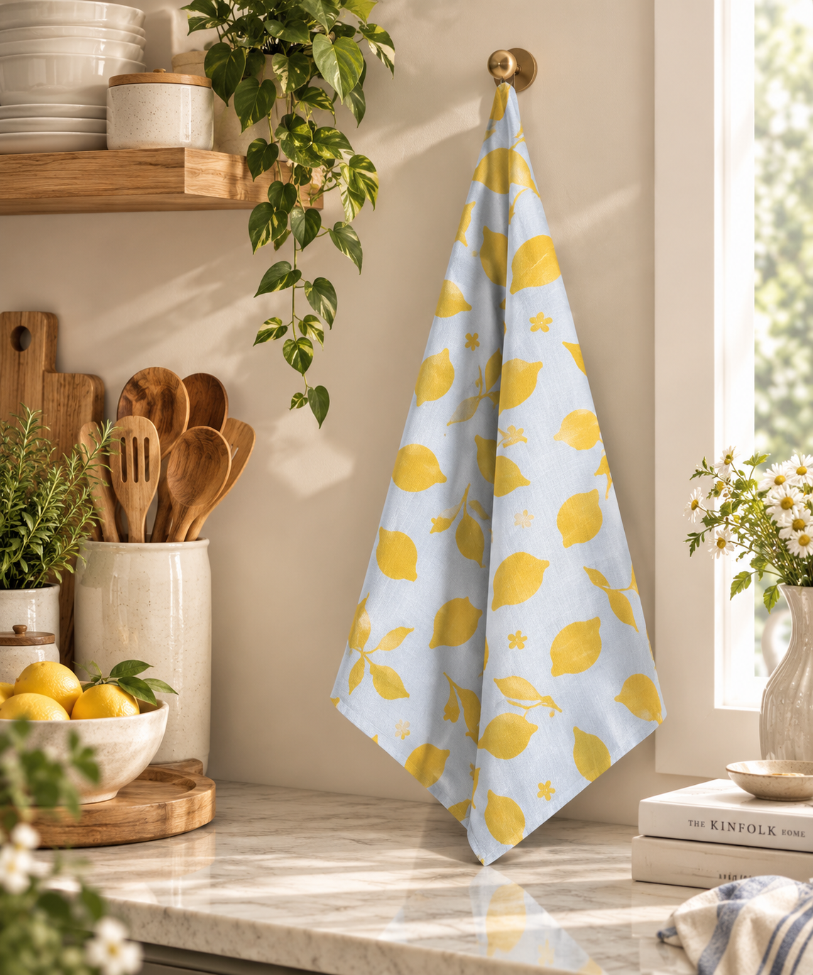 Lemon Print Kitchen Towel - Main View